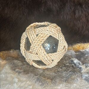 Rustic Tan Rope Glass Sphere (4175)